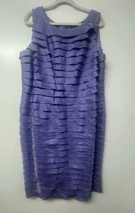 Adrianna Papell Plus 20W Midi Lavendel Rüschen Cocktailkleid Hochzeit Urlaub - Bild 1 von 7