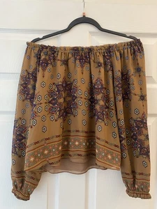 Misa Los Angeles Off The Shoulder Top Women’s Size XS Long Sleeve Lined Brown - Picture 1 of 5