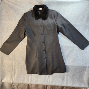 I.N. Studio, San Francisco, Women Black Faux Fur Wool Coat Sz 14 Women - Picture 1 of 10
