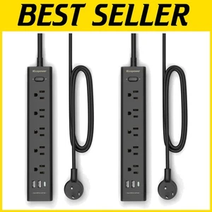 Burn-Proof Power Strip with On/Off Switch: Surge Protection & USB Ports - 2 Pack - Picture 1 of 9