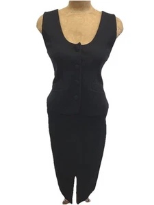 Vintage Andrea Jovine Top And Skirt Set Black 2 Piece Size Small Petite - Picture 1 of 5