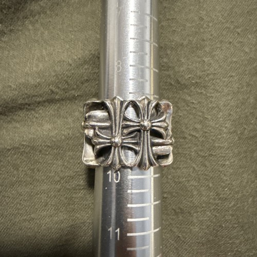 CHROME HEARTS Anello cimitero quadrato stile cuori cromati misura 9