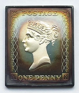 STERLING SILVER INGOT ONE PENNY STAMP 9g ISLE OF MAN 1973 - Picture 1 of 2