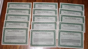 15pc Lot 1930's Associated Gas and Electric Company Stock Scrip Certificate NY - Picture 1 of 3