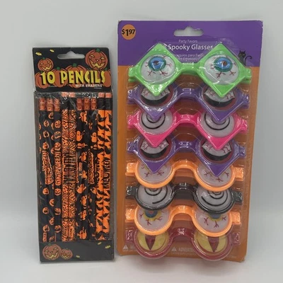 Lote de lápices y gafas espeluznantes vintage de fiestas de Halloween Foto 1 de 4
