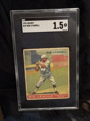 1933 Goudey #34 Bob O'Farrell St. Louis Cardinals PSA 1 - Image 1 of 2