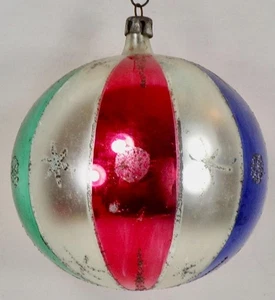 Fantasia Christmas Ornament Stripes Snowflakes Glitter Jumbo Vintage #1351 - Picture 1 of 8