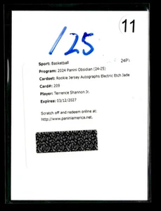 Terrence Shannon Jr 2024-25 Obsidian RC Jersey Auto Jade /25 Redemption [mty31 - Picture 1 of 2