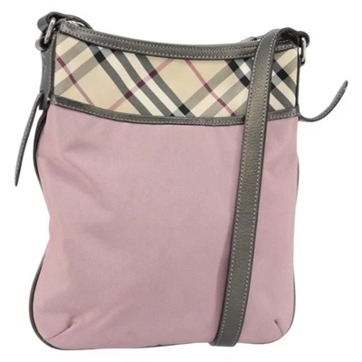 Auténtico bolso de hombro BURBERRY Nova Check de nailon rosa plata 153134 Foto 1 de 4