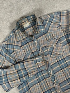 Sears Vintage Blanket Flannel Shirt Size XL Pearl Snap Double Pocket Work Camp - Picture 1 of 11