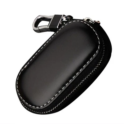 3 Colors Leather Car Remote Key Fob Chain Zipper Pouch Wallet Holder Cover - Image 1 of 4