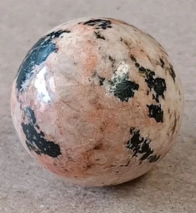 10.51g & .79" Natural Pinkish Calcite Tourmaline Crystal Gem Stone Sphere Marble - Picture 1 of 17