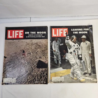 Life July 25 August 8 1969 Moon Landing Neil Armstrong Apollo 11 Aldrin 2 Issues - Image 1 of 4