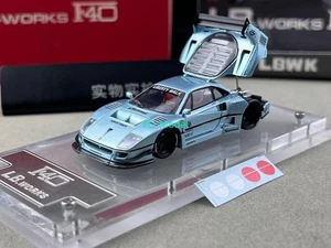 BN Star 1:64 Ice Blue F40 LBWK Acrylic Base Sports Model Diecast Metal Car  - Picture 1 of 10