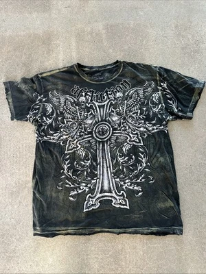 Camiseta Affliction Hombre Grande Esqueleto Y2K Envejecida  Foto 1 de 4