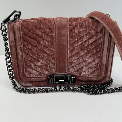 Bolso Bandolera REBECCA MINKOFF Love Acolchado Terciopelo Solapa Cartera de Hombro Rosa Foto 1 de 4