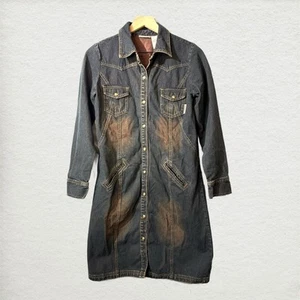 VTG Mary-Kate and Ashley Girls Faded Denim Button-Up Dress 14 Blue Y2K Western - Picture 1 of 9