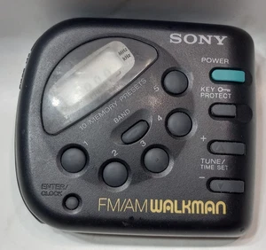 Sony SRF-M32 FM/AM Walkman Portable Radio Black Tested Works Clock is Broken - Picture 1 of 10
