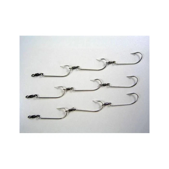 Mustad Pre-rigged Deluxe Swivel Gang Hooks 3/0 X 3 Sets