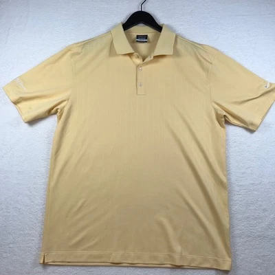 Nike Golf Dri-FIT Polo Shirt Mens XL Yellow Striped Hensel Phelps Logo - Image 1 of 4
