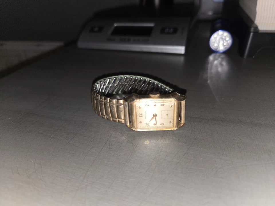 Vintage Hamilton Relógio de Pulso Feminino 17J Vento Mecânico Banda Flexível Folheada a Ouro - Imagem 1 de 4