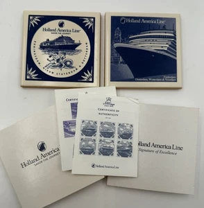 Menge 2 Holland American Cruise Line blau Delft Untersetzer Kachel Kork Rückseite authentisch H - Bild 1 von 6