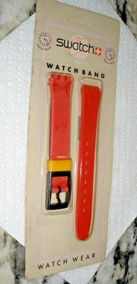 ESCASO Reloj Vintage Rojo 16 MM N.O.S. Correa de reloj TRI COLOR Foto 1 de 2