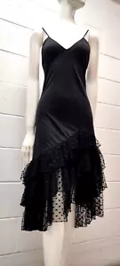 Vintage Spaghetti Strap Sexy Disco Dress 1970s Night Club Layers Polka Dot Tulle - Picture 1 of 24