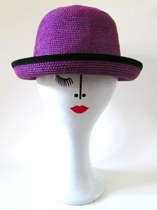 VTG Eric Javits New York Woven Purple Shenia Cloche Hat - Picture 1 of 9