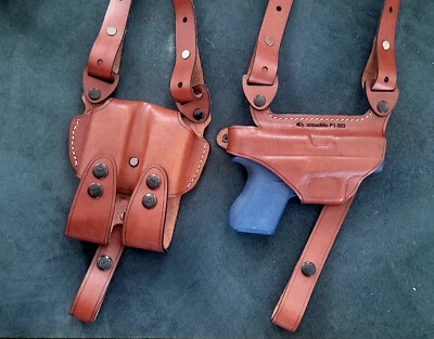 Leather Horizontal Shoulder Miami Vice Holster for Glock 43   (P1-43) - Image 1 of 4