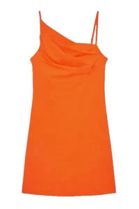 COS lyocell mini abito con cinturino in jersey, arancione, M - Foto 1 di 5