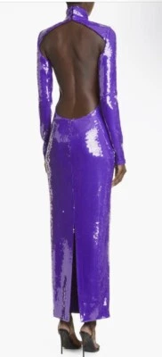 Ret $3125 LaQuan Smith Sequin Mock Neck Long Sleeve Cutout Column Gown - Image 1 of 4