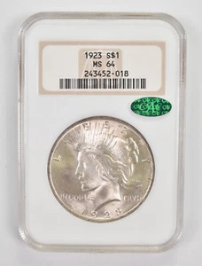 MS64 1923 Peace Silver Dollar CAC NGC *0050 - Picture 1 of 3