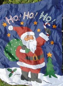 Navidad Santa Claus Ho! Ho! Ho! Bandera de patio 32 x 30 2 caras para poste de bandera - Imagen 1 de 6