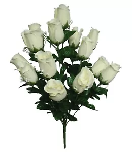 Cream 14-Rose 21" Bush Microfiber Silk Flower Wedding Home In/Outdoor Decor US - Picture 1 of 1