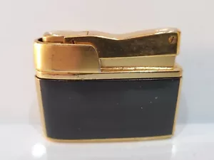 Accendino vintage funzionante Rogers Mercurio butano smalto nero e placcato oro 1492,34 - Foto 1 di 4