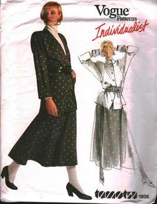 1806 UNCUT Vogue Sewing Pattern Misses Loose Fitting Unlined Jacket Skirt Top FF - Image 1 of 2