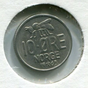 Foreign Coin - Norway - Ten Ore (10 Øre) 1963 - Picture 1 of 2