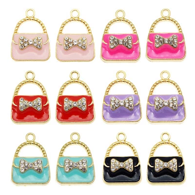 GRACEANGIE 12PCS/Pack Enamel Plated Handbag Purse Alloy Pendant Charm for Bracelet Necklace