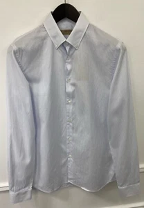 Men Burberry Shirt Button Down Blue Slim Made In Italy Size 38 15 - Picture 1 of 11