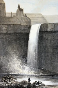 1860 PELUSE FALLS Hand Tinted Lithograph Railroad Railway Survey Print #2 - Picture 1 of 4