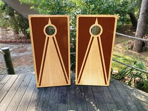 WASSERDICHT & LICHTFEST Cornhole Board Wraps / edles Design mit heller Holzmaserung - Bild 1 von 9