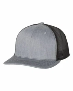 Richardson 112PM Heather Grey/Black Mesh Trucker  Ballcap Hat - Picture 1 of 3
