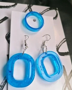 Pandora blue drop earrings with matching pandora blue ring (ring sizes vary - Picture 1 of 1