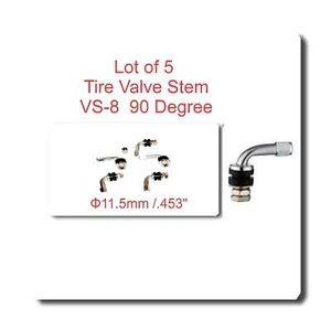5 Pcs VS8 90 DEGREE ANGLE METAL/CHROME TIRE VALVE STEMS HIGH PRESSURE BOLT IN - Picture 1 of 2