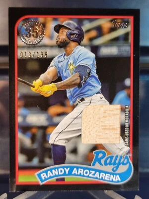 2024 TOPPS SERIES 1 #89BR-AR RANDY AROZARENA 1989 BLACK Bat RELIC #013/199 RAYS - Image 1 of 4