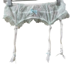NWT Victoria's Secret I DO WEDDING GARTER BELT EMB WHT /AQUA Sz XS/S - Picture 1 of 6