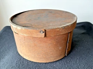 ANTIKE TANNEN ZUCKER SPEISEKAMMER BOX 8" DIAM PRIMITIVES GEBOGENES HOLZ - Bild 1 von 12