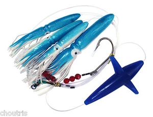 Custom Offshore Tackle Daisy Chain Tuna Mahi Marlin Blue/White WITH FREE BAG - Picture 1 of 2