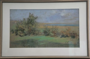 Franz Huth, Weimar, Pastellgemälde hinter Glas "Wiesental" - Bild 1 von 3